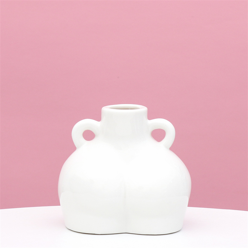 Nórdico ins cuerpo arte florero de cerámica blanco artesanía creativa casa salón flor seca arreglo decoración comercio exterior