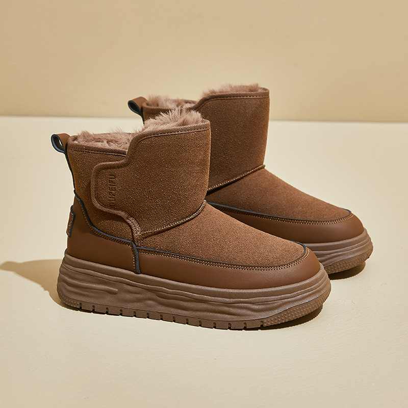 Botas de Nieve Térmicas para Mujer de Tela, Algodón y Peluche Sintético para Uso Diario