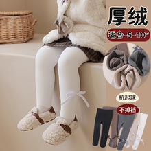 冬新款儿童袜加绒加厚女童宝宝竖条洋气百搭打底袜中小童外穿裤袜