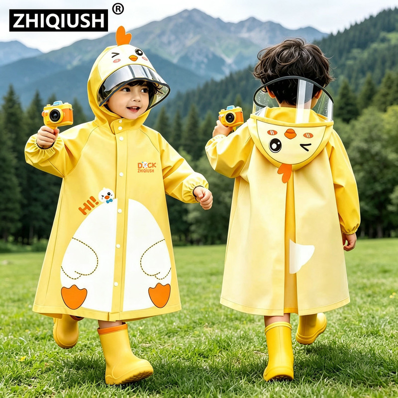 Children's Raincoat for Boys and Girls, Kindergarten Baby, Cute Cartoon, Elementary School Student, 2026 New Model, Kids' Rain Poncho