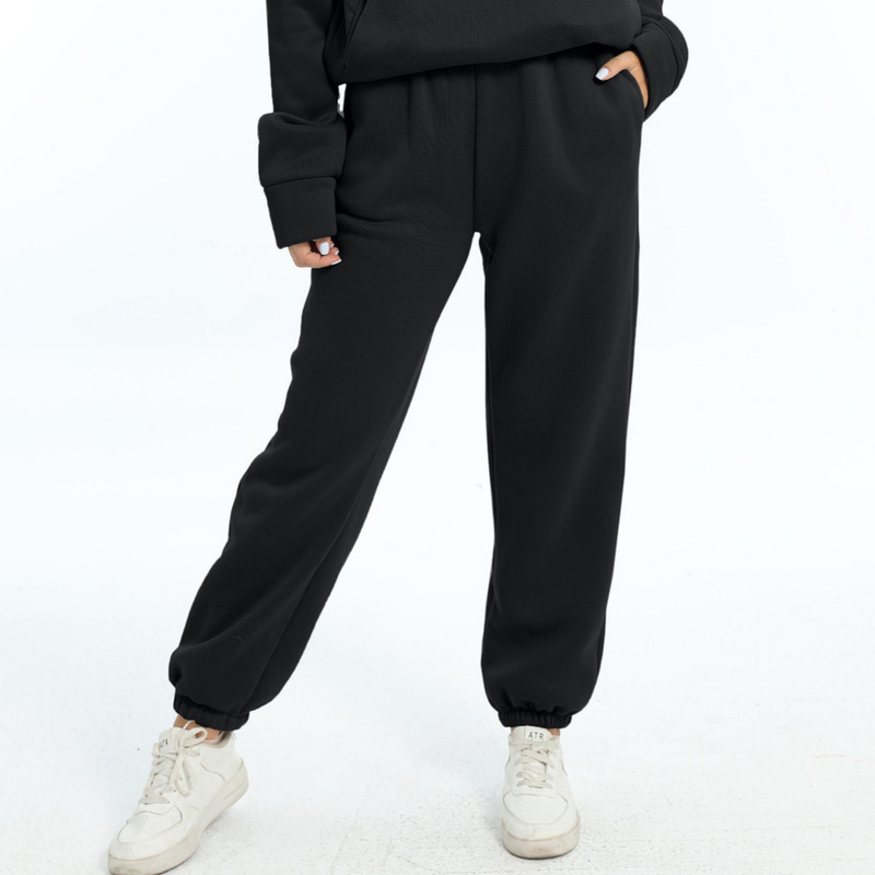 Cross-Border European and American 2025 Autumn and Winter New Amazon Aliexpress Women's Casual High-Waisted Sports Pure Color Sweatpants for Women