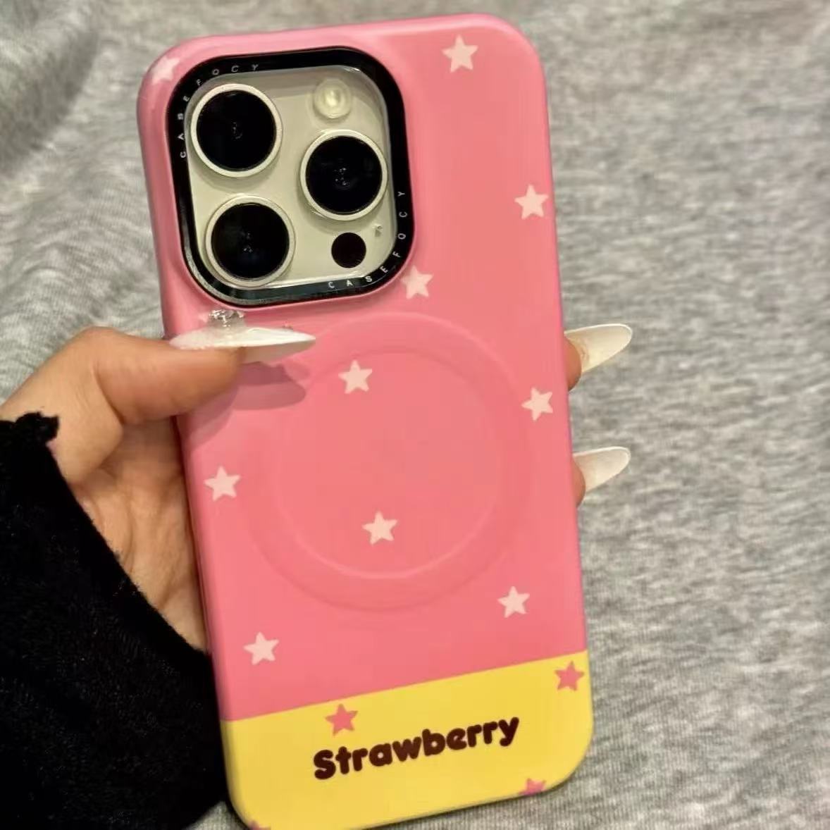 Fruta de verano de dibujos animados divertidos para Apple 16ProMax funda para teléfono móvil 15Pro estéreo 14/13 magnético 15PM