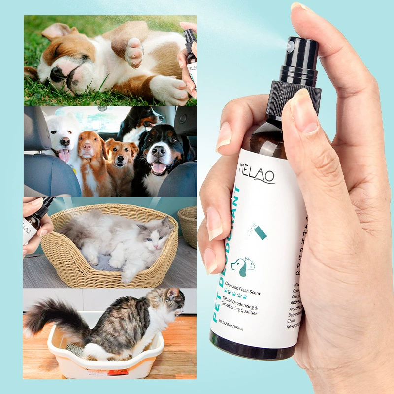 MELAO Дезодорант для домашних животных 100ml Английская версия для кошек и собак, чтобы удалить запах мочи, домашние животные дезодорант спрей оптом