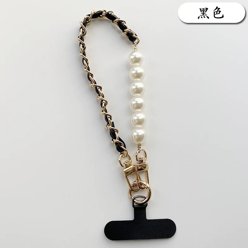 Alta calidad, pequeña fragancia, perla, cadena portátil, bolsa de cuero de metal, colgante, colgante, camioneta, muñeca, funda para teléfono móvil, cordón