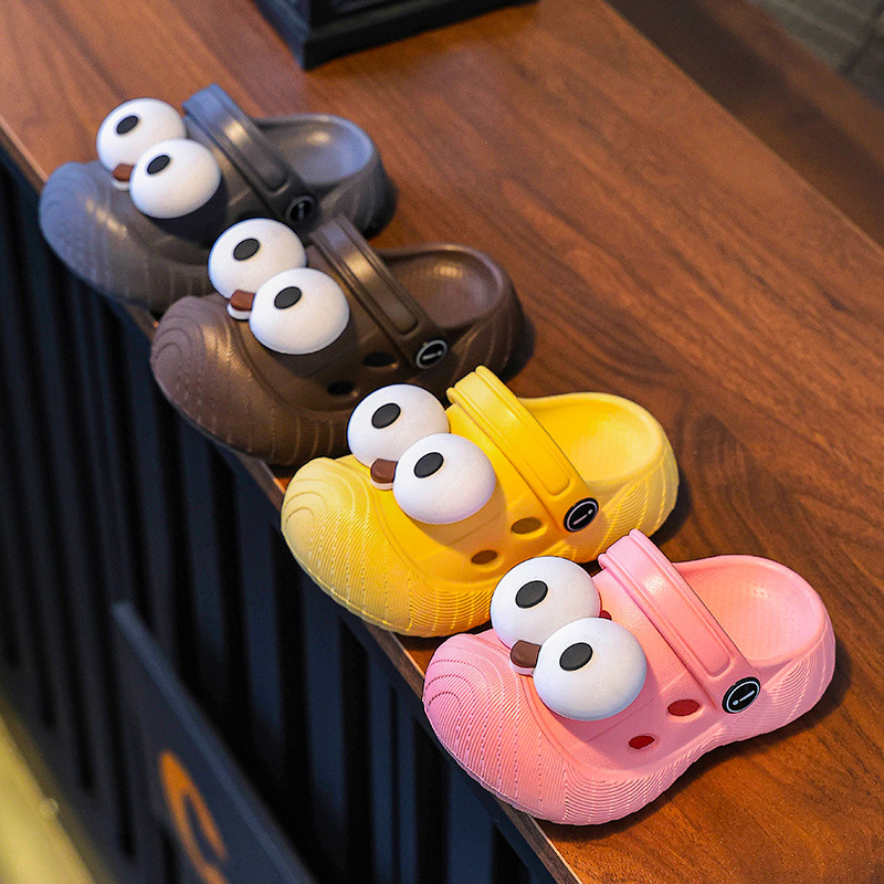 Diversión ojos grandes niños agujero zapatos de agujero para niños y niñas de verano con zapatillas para bebés eva