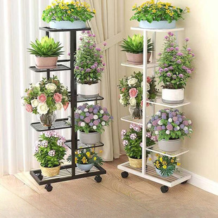 European Style Flower Shelf Iron Multi-layer Indoor Living Room Balcony Storage Rack Green Flower Pot Rack Floor-standing Household Shelf