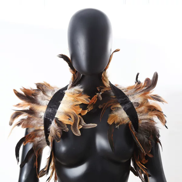 Amazon Cross-Border Gothic Feather Shawl 2025 Halloween Party Dance Performance Feather Accessories Cloak Shawl