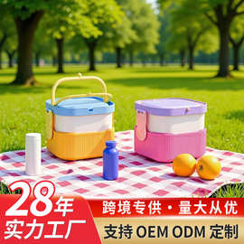 儿童双层专用饭盒可进微波炉食品级保鲜盒塑料便当盒餐盒跨境批发