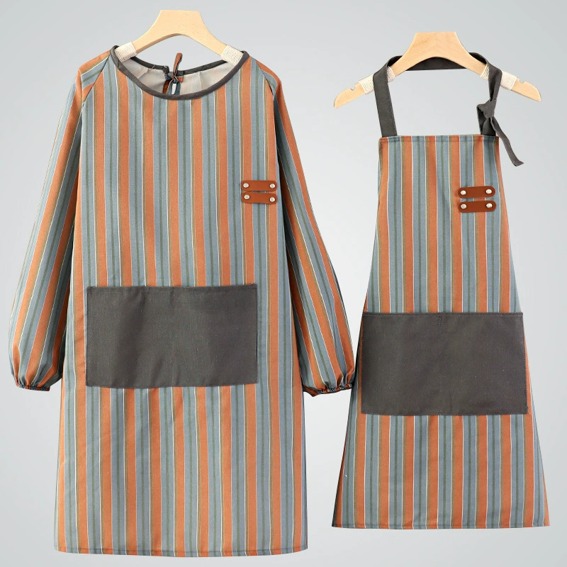 Модный фартук в полоску, дышащий износостойкий парусиновый комбинезон с длинными рукавами, Кулинария, работа, простые мужские и женские, плюс толстая талия