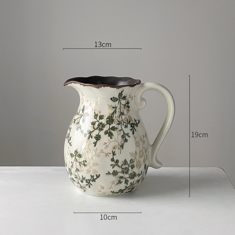 Pastoral retrógrado flor de cerámica pequeña flor de rosa verde grietas de hielo nuevo estilo chino decoración de escritorio de sala de estar estudio