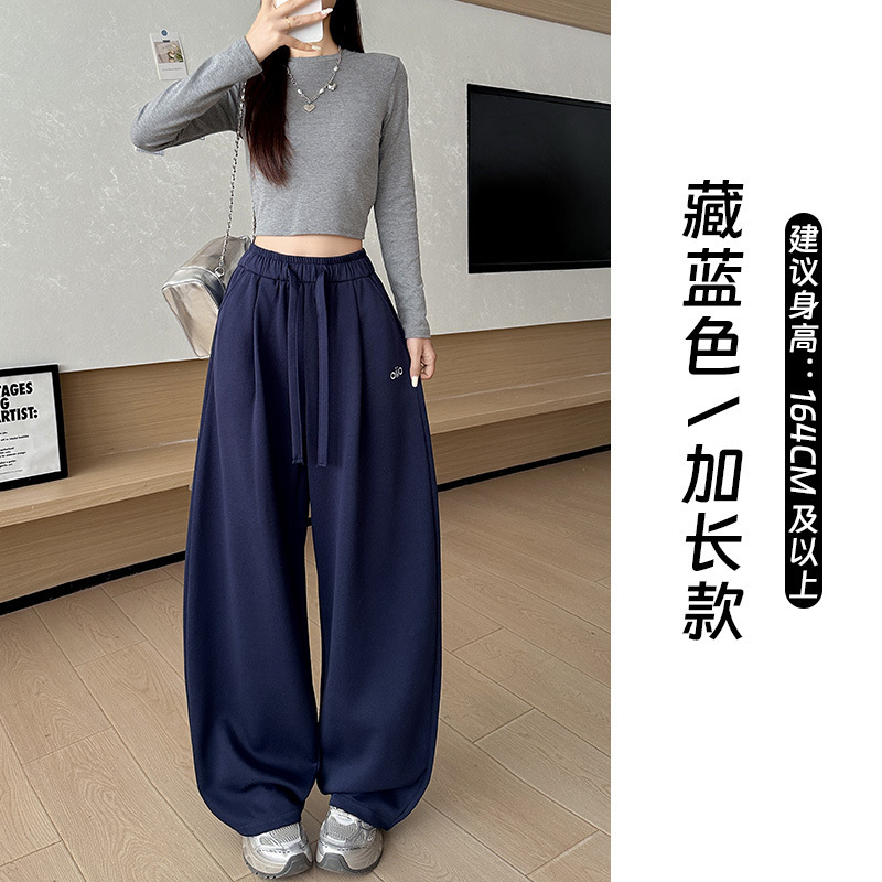 刺绣运动卫裤女2025年秋季新款束脚抽绳宽松小个子直筒休闲阔腿裤|undefined