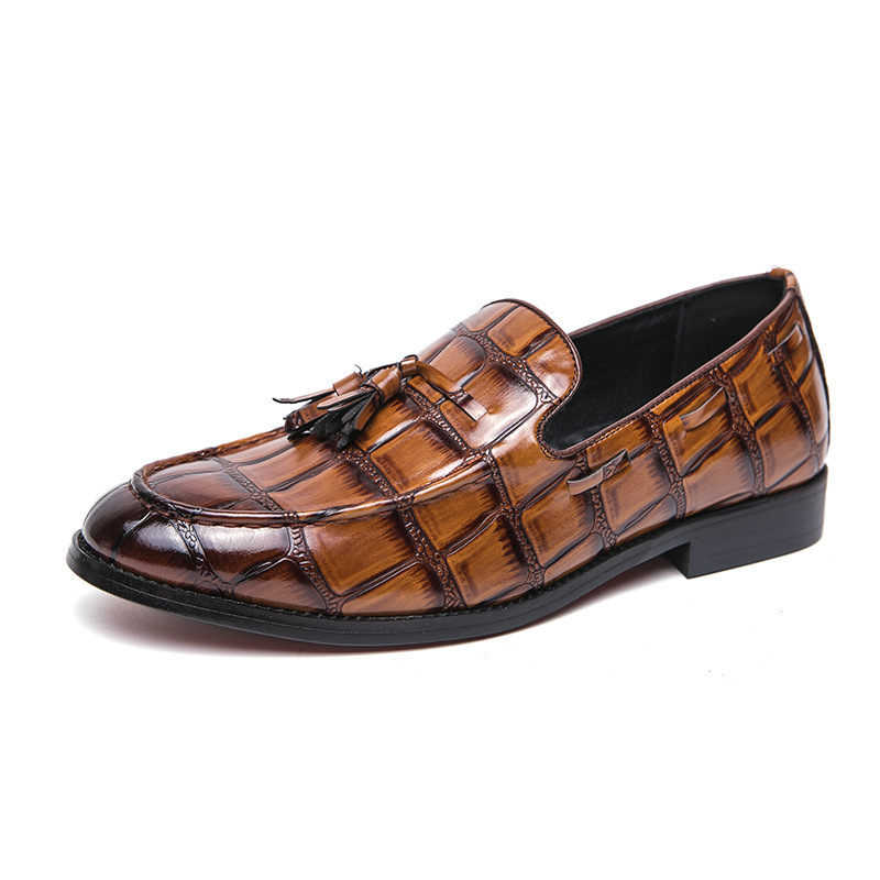 2024 primavera y otoño hombre vestido de negocios zapatos de boda clube barquero un pedazo de zapatos de cuero con bordas británicas para hombre image 5