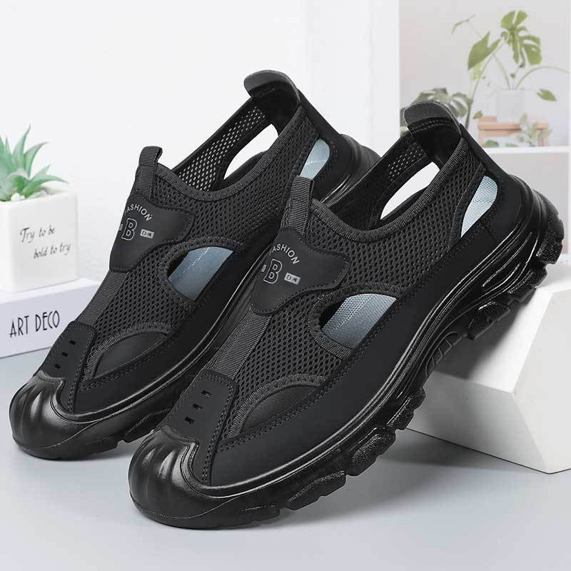 Sandalias para hombres, nuevos zapatos de poliuretano, zapatos casuales huecos, zapatos transpirables para hombres, zapatos simples y cómodos