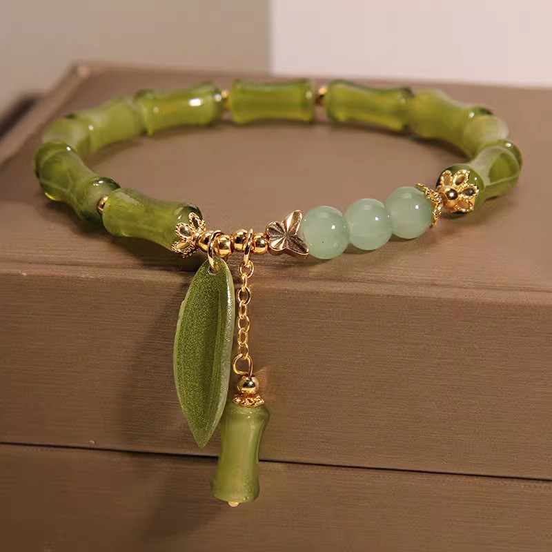 Liquidez de lujo estilo chino nuevo bambú pulsera de jade pulsera retro de alta calidad pulsera de pulsera para dar a una amiga regalos