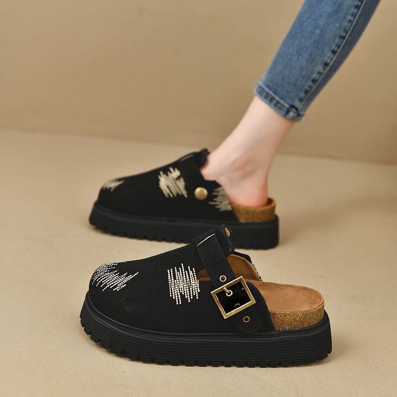 2024 summer new retro distressed Baotou thick-soled slippers women's outdoor popular fashion foreign trade casual shoes