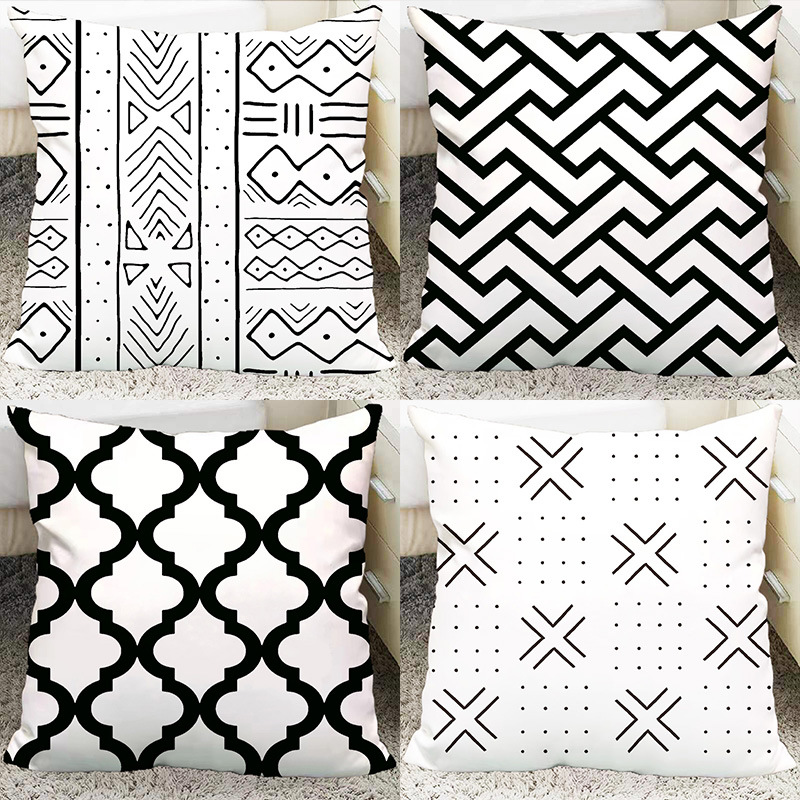 Temu Hot Sale Throw Pillow Cover Home Living Room Geometric Retro Pillowcase Decorative Outdoor Cushion Sofa Bed Pillowcase Wholesale