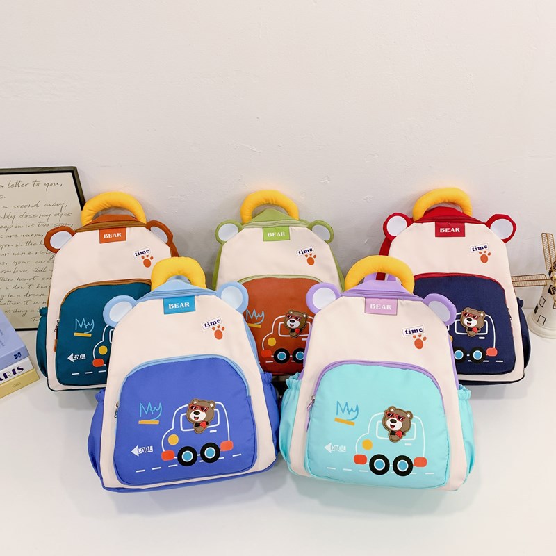 Nueva mochila de jardín de infantes lindos cavar oso mochila de dibujos animados mochila de bebé simple mochila de hombro ligera mayorista