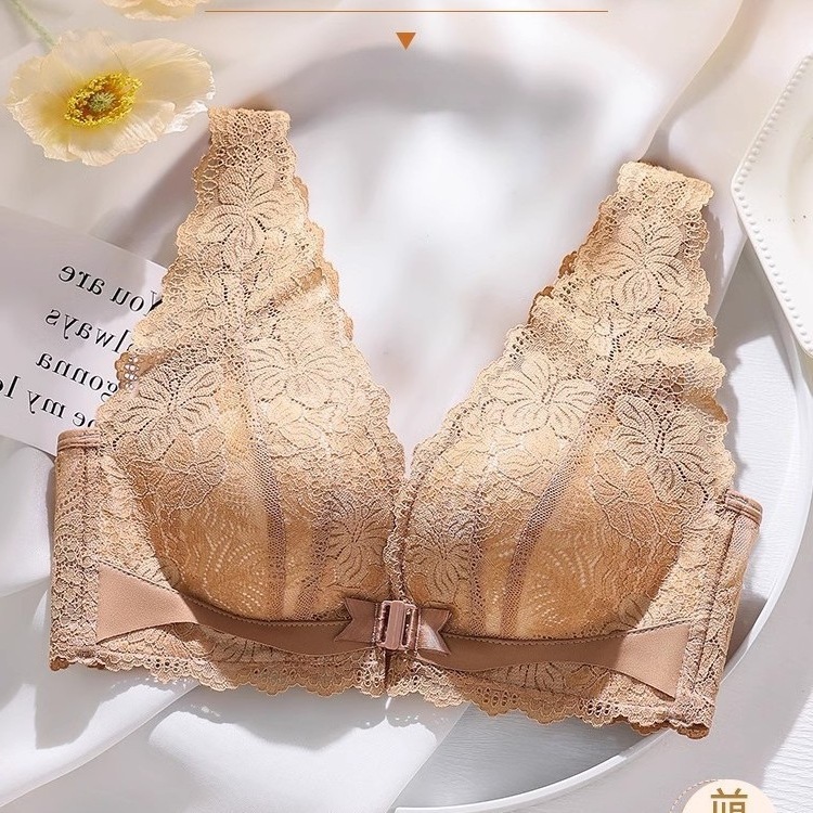 前扣内衣女聚拢小胸收副乳防下垂夏季薄款大胸显小美背背心式文胸|undefined