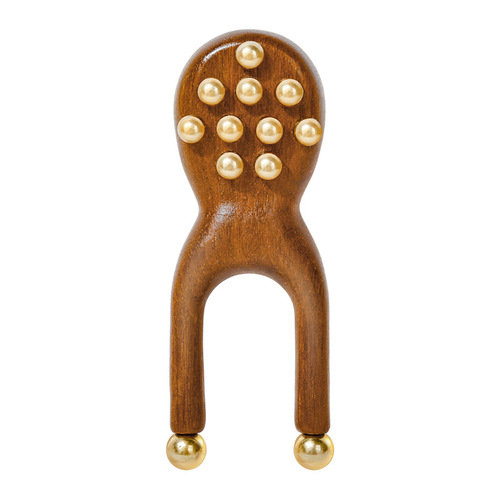 Brass Small Frog Massage Roller, Golden Thread Sandalwood Facial Lifting Meridian Comb Nose Scraper Eye Frog Massage Comb
