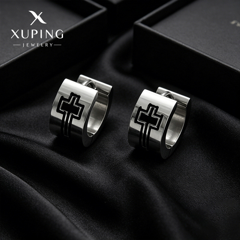 Xuping acero inoxidable simple atmósfera joyería pendientes nicho personalidad de moda europea y americana transfronterizos pendientes sin género