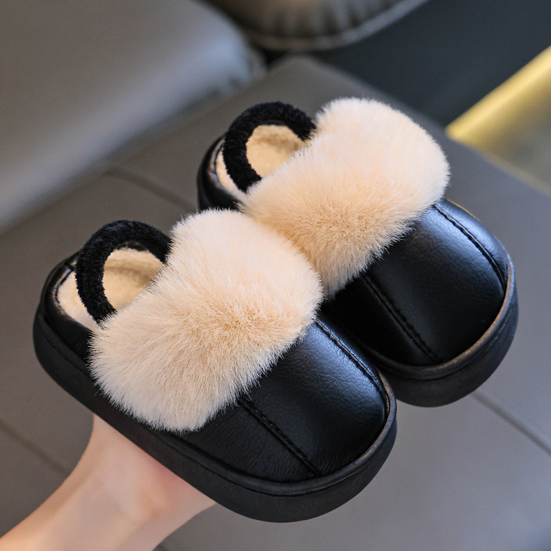 Children's Cotton Slippers Boys Winter Girls Waterproof Indoor Home Slippers Boys Warm Non-Slip Baby Cotton Slippers