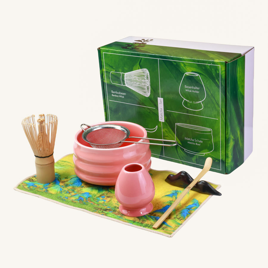 Taza de té de estilo japonés, cepillo de matcha, herramientas de matcha, taza de té de la dinastía Song, caja de regalo de set de matcha