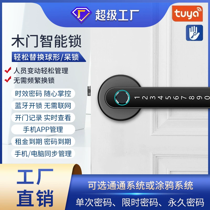 Трансграничный внутренний деревянный дверной граффити Bluetooth пароль TTLOCK электронный психический замок с интеллектуальным отпечатком пальца замок с открыванием рукой