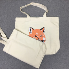 乐天日本韩国跨境电商MK 狐狸头印花男女情侣休闲时尚出行帆布包