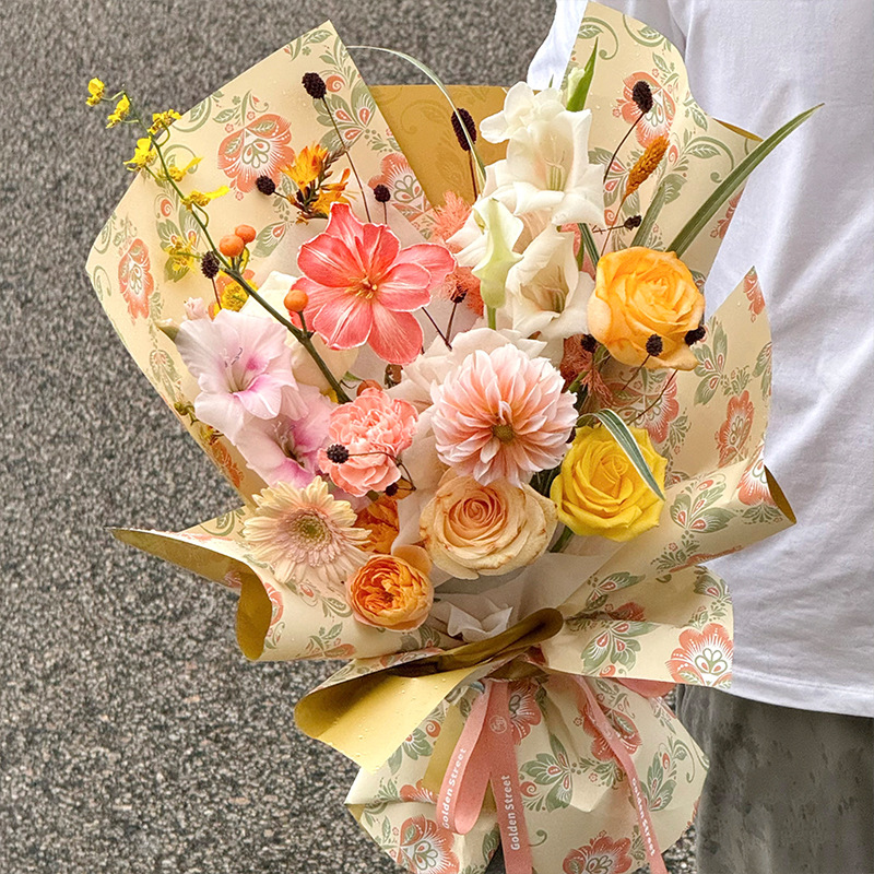 Huaxi Yiyin flor serie de flores estilo coreano ramo de flores papel de embalaje florista transfronteriza ramo de flores papel de embalaje comercio exterior al por mayor