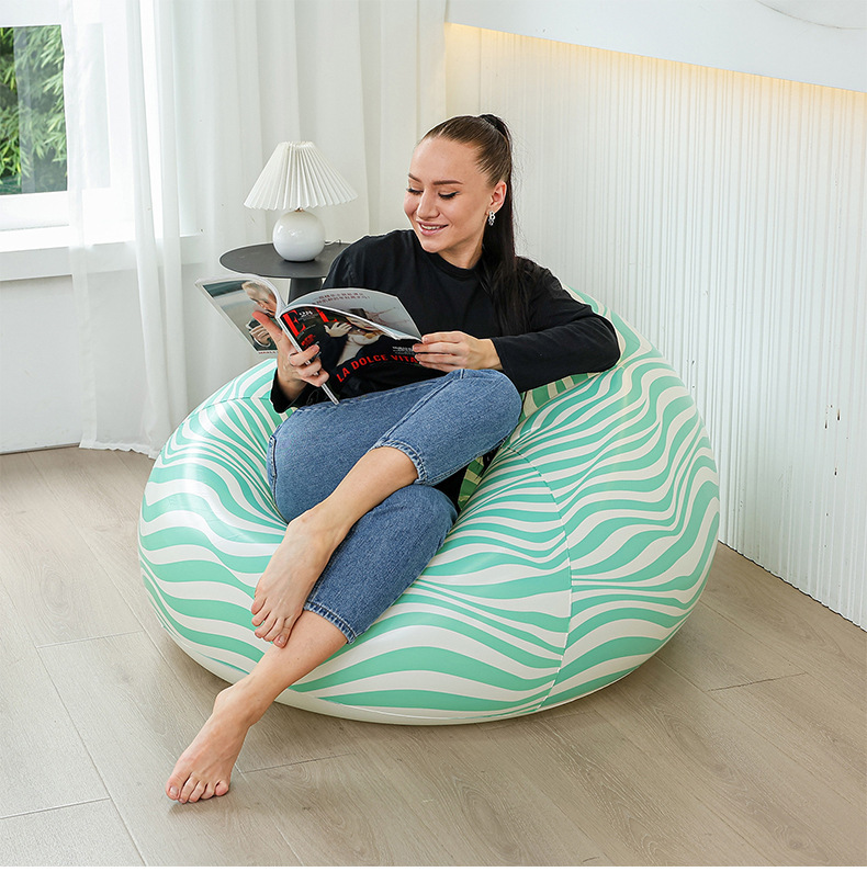 Sofá inflable perezoso grueso a través del espejo, sillón reclinable plegable, sofá exterior con combinación de pedal, sofá flocado