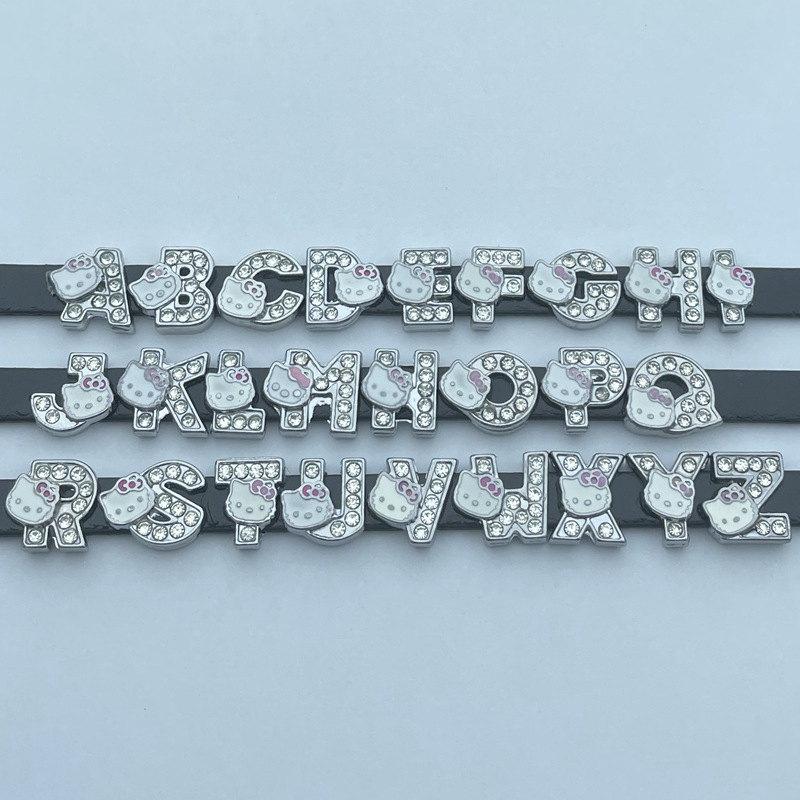 Cat Head Alloy Rhinestone Letters DIY Handmade Jewelry Accessories Alloy Diamond Letter Bracelet Couple Bracelet Gift