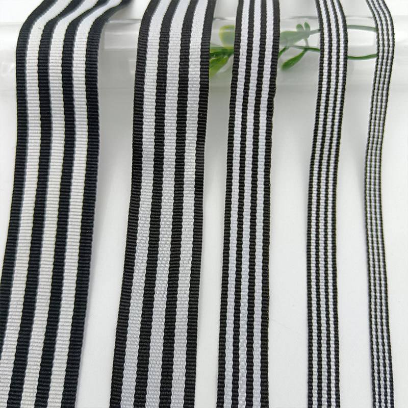0.6-4cm black and white striped jacquard webbing j home textile b