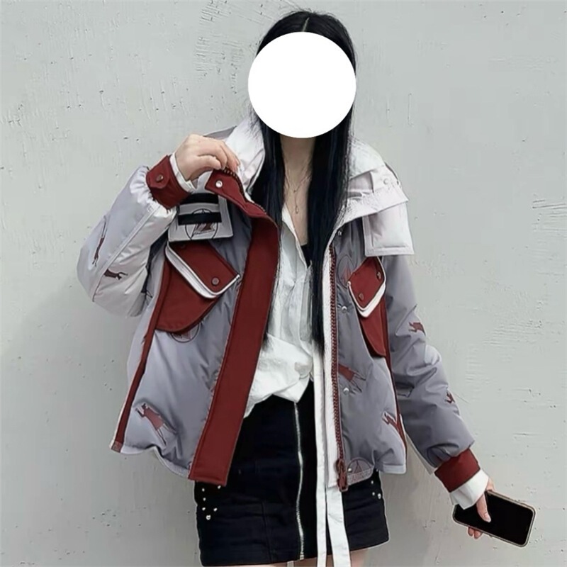 2025年冬季新款渐变韩版宽松显瘦中长羽绒服字母款女装白鸭绒外套|undefined
