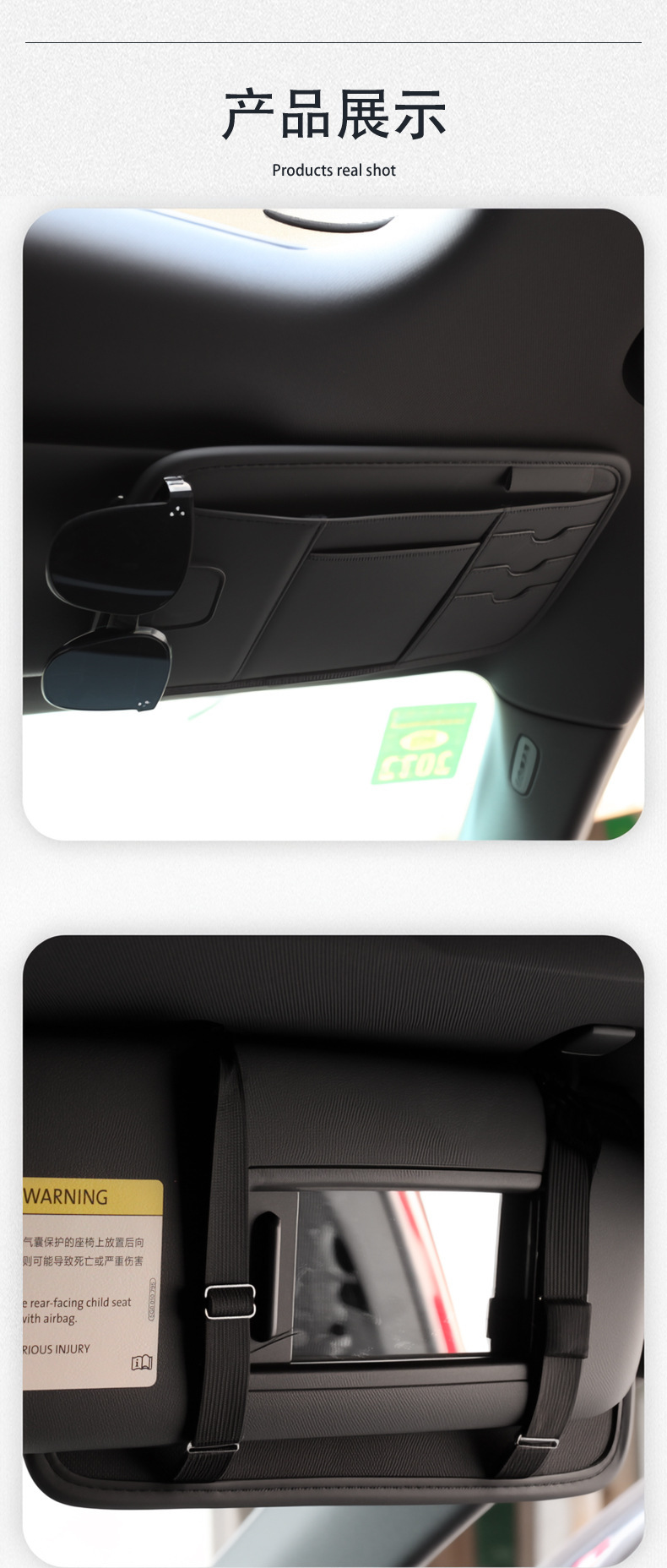 Car Sun Visor Storage Bag, Leather Car Glasses Holder, Portable Storage, Multifunctional Car Receipt Holder, Cd Holder