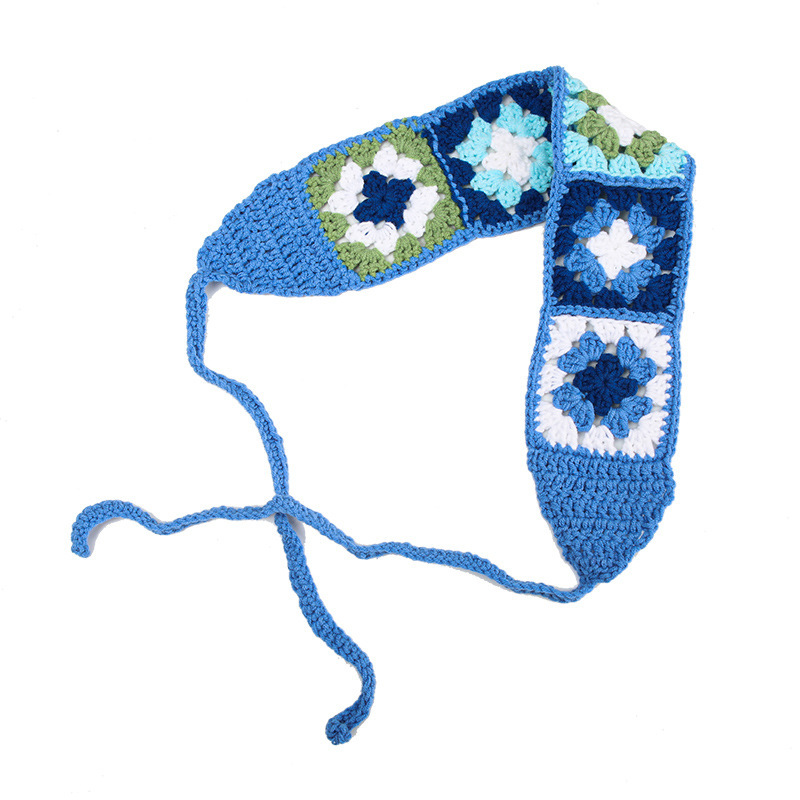 Francia cereza toallas triangulares mujeres primavera y otoño viajes padres-hijos gancho de punto flores hueco pañuelo de arte correa de pelo gorro