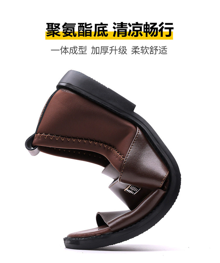 Dép sandal nam quai ngang kiểu La Mã da mềm chống trượt, hở ngón đi biển — Màu nâu , Đen chi tiết 10