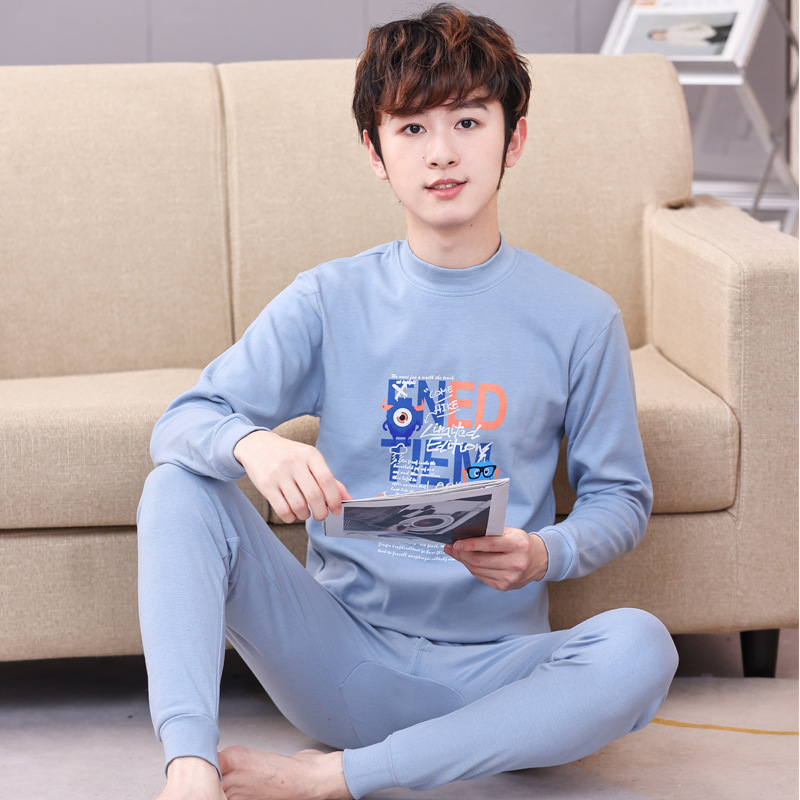 Ropa de otoño para jóvenes pantalones largos traje para niños y niñas niños medianos y grandes suéter de algodón suéter pantalones de algodón traje de ropa interior térmica