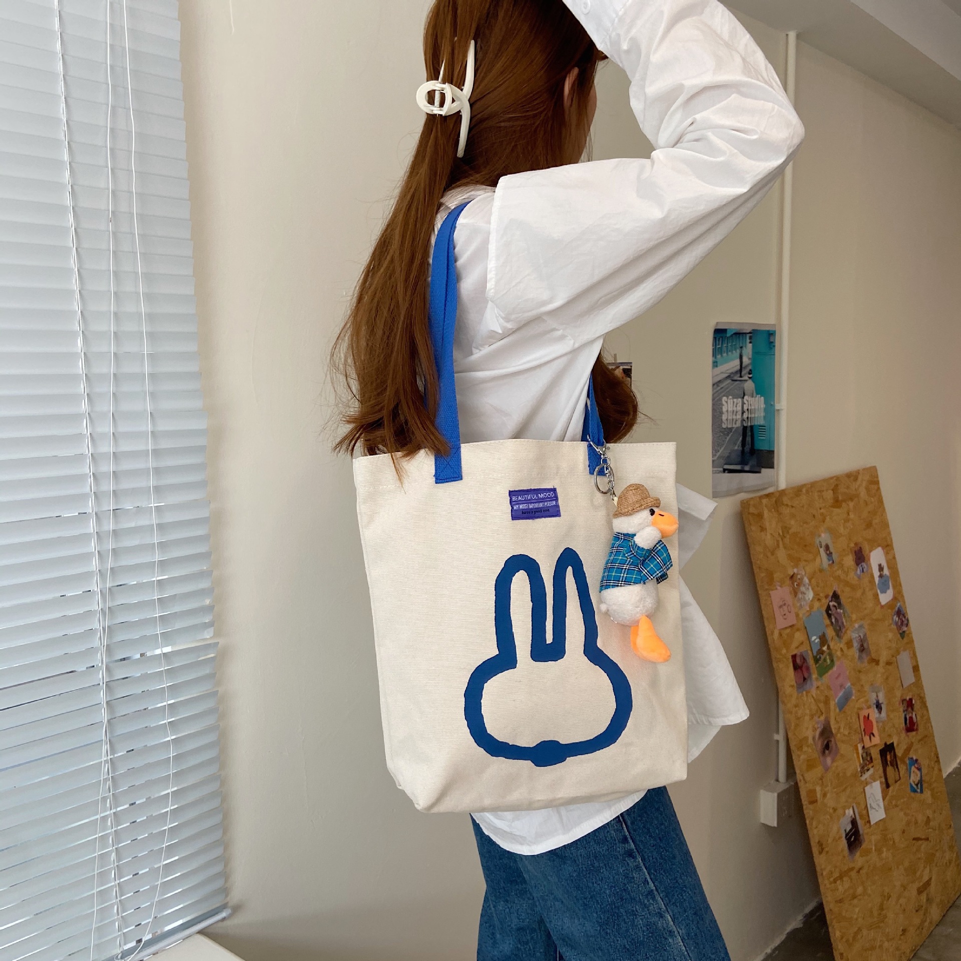 08312 Cartoon printed single-shoulder canvas bag, Japanese style, Korean version canvas bag, student large-capacity hand-held women's bag for commuting undefined