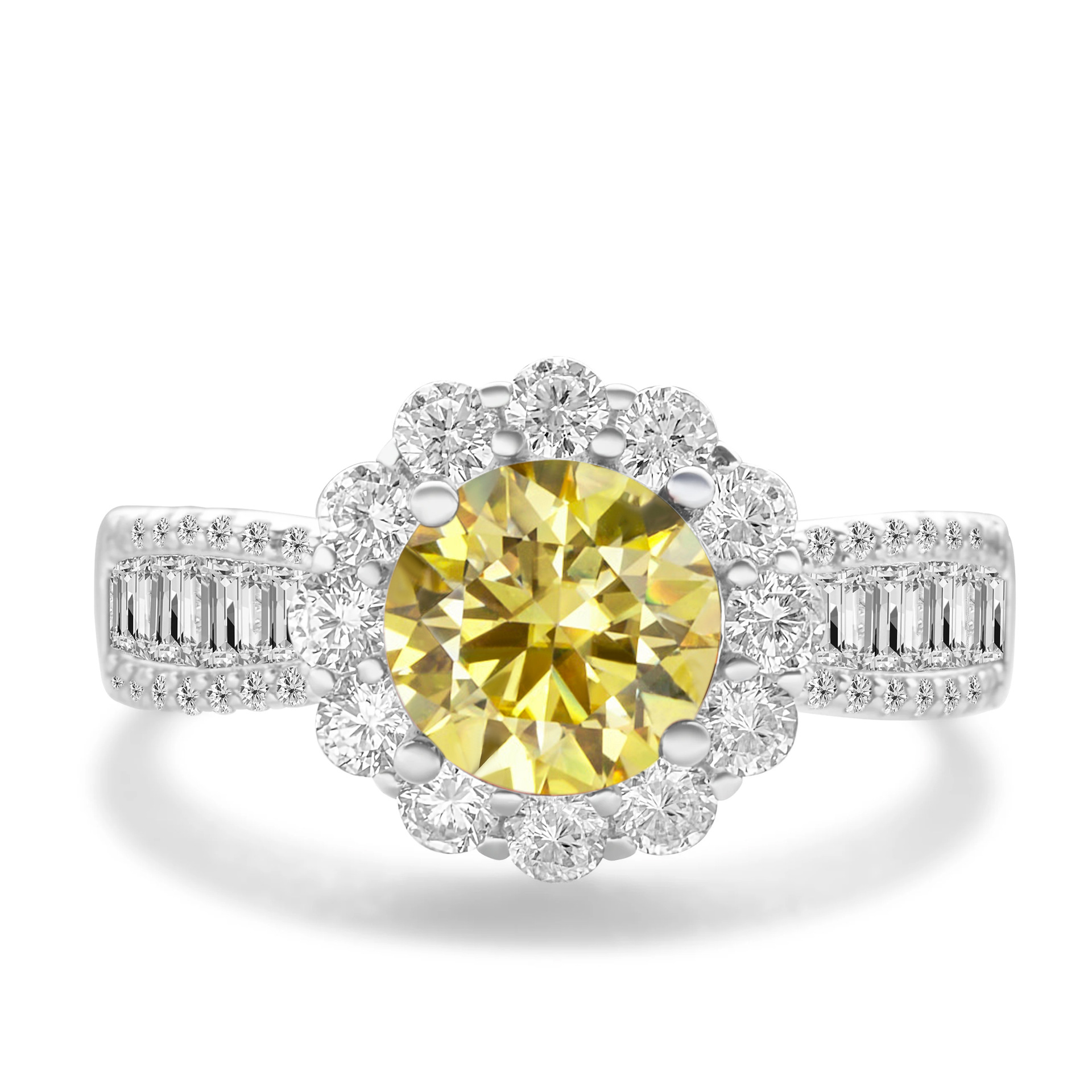 2CT anillo de piedra de mosaico de color de plata esterlina S925 cinturón de plata GRA certificado de mosaico de comercio electrónico transfronterizo anillo de venta caliente para mujeres