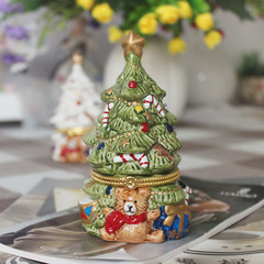 外国貿易は欧米のクリスマスの小さい工芸品の首飾りの箱の家庭の置物を輸出して、手描きは宝石箱の贈り物を収めます。