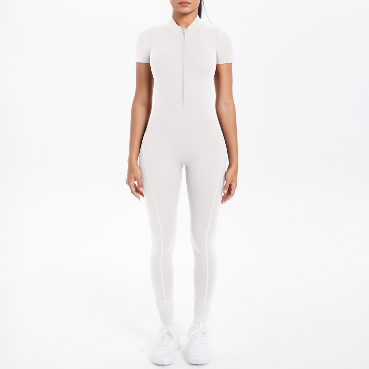 New Tight-Fitting Beautiful Back Hollow Out Short-Sleeved Long Pants Jumpsuit Sports Running Fitness One-Piece Yoga Suit_voghion.com