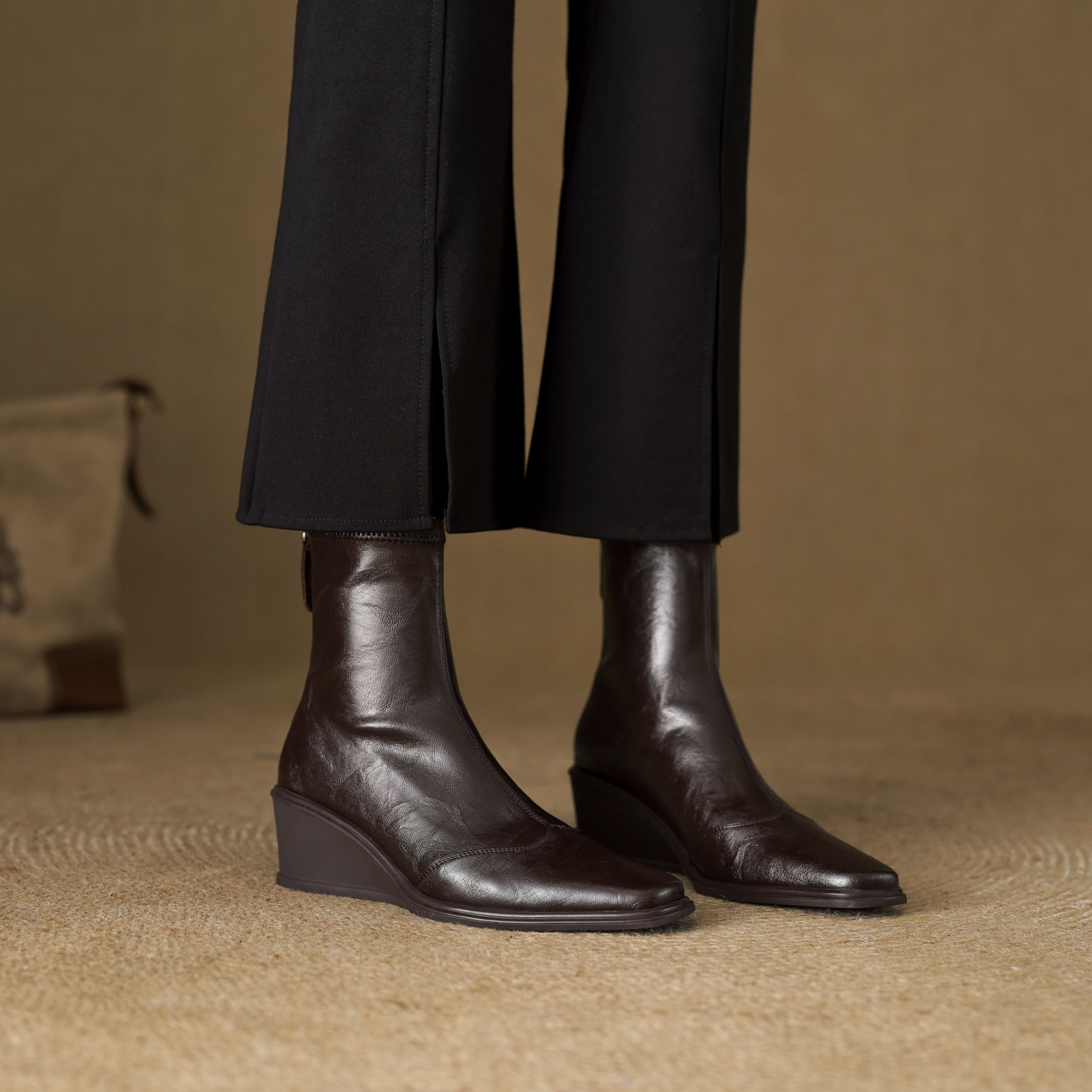 CHIKO Akantha Square Toe Wedge Ankle Boots