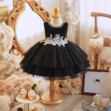 幼儿园儿童演出表演服夏季黑色钢琴演奏主持晚礼服公主裙高端洋气