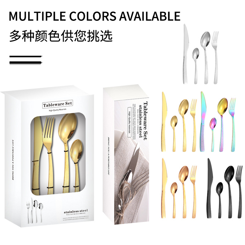 Cuchillo y tenedor de cubiertos de acero inoxidable, cuchillo y tenedor de productos transfronterizos, cuchillo y tenedor de cuchillo de filete de comida occidental, cuchillo y tenedor de cucharas