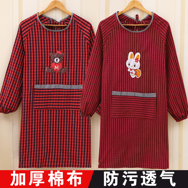 Cotton apron old coarse cloth long sleeve overalls kitchen housework oil-proof men's and women's labor protection anti-dressing wholesale manufacturers