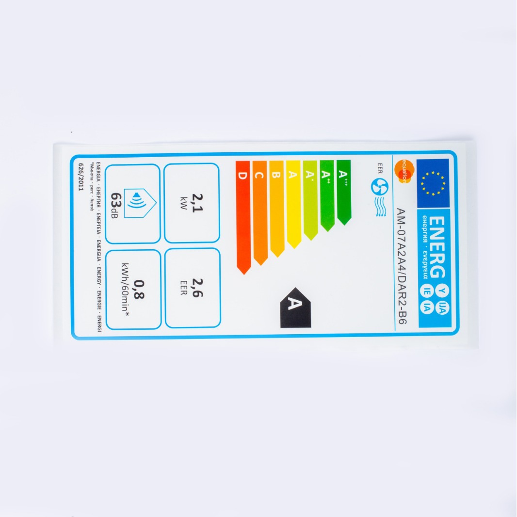 能耗标签贴 印刷加工电器亚银PET不干胶电子产品商标贴纸 卷筒CE