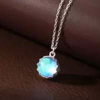 S925 Серебряный Корона Кристалл Лунный Каменное Ожерелье Остров Голубой Мечты Лунный Каменное Ожерелье Минималистичная цепочка ключицы