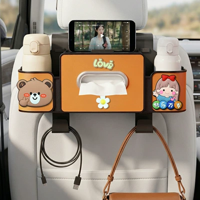 Car tissue box/set – box - happiness-forever-4-in-1-seat-storage-box-4th-generation-orange