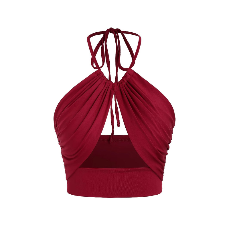 Strap Halterneck Sling Sexy Splicing Backless Chest Wrap Amazon New European and American Solid Color Women's Clothing Strap Halterneck Sling Sexy Splicing Backless Chest Wrap Amazon New European and American Solid Color Women's Clothing