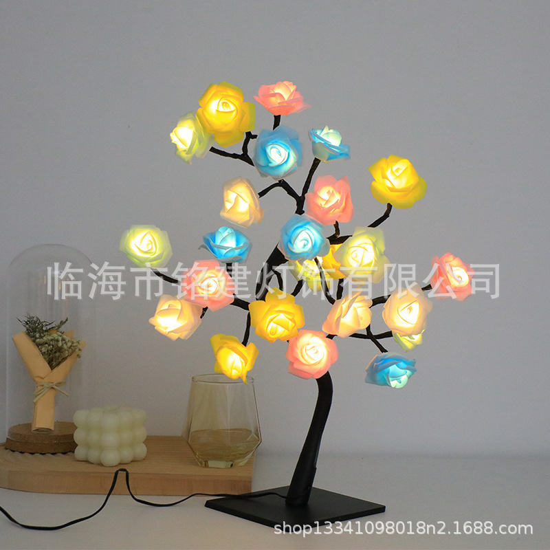 검정색 배경에 24개의 조명 화려한 장미